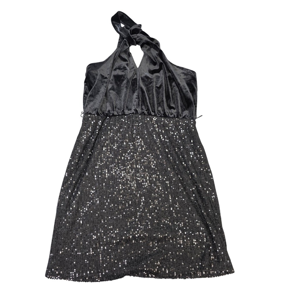 Cato Halter Sequin Cocktail Dress Size‎ Medium Black Velvet NWT